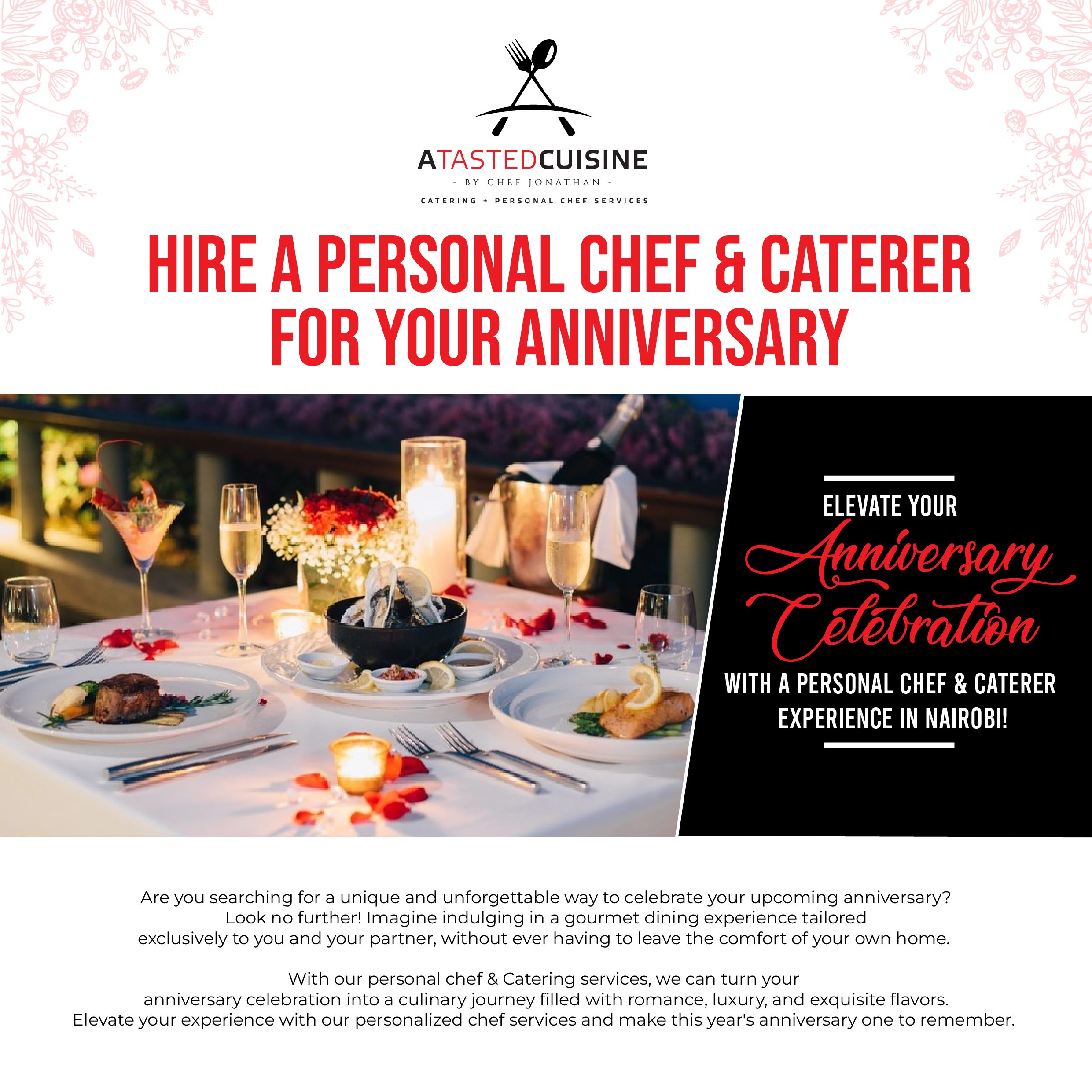 Hire A Personal Chef for Your Anniversary