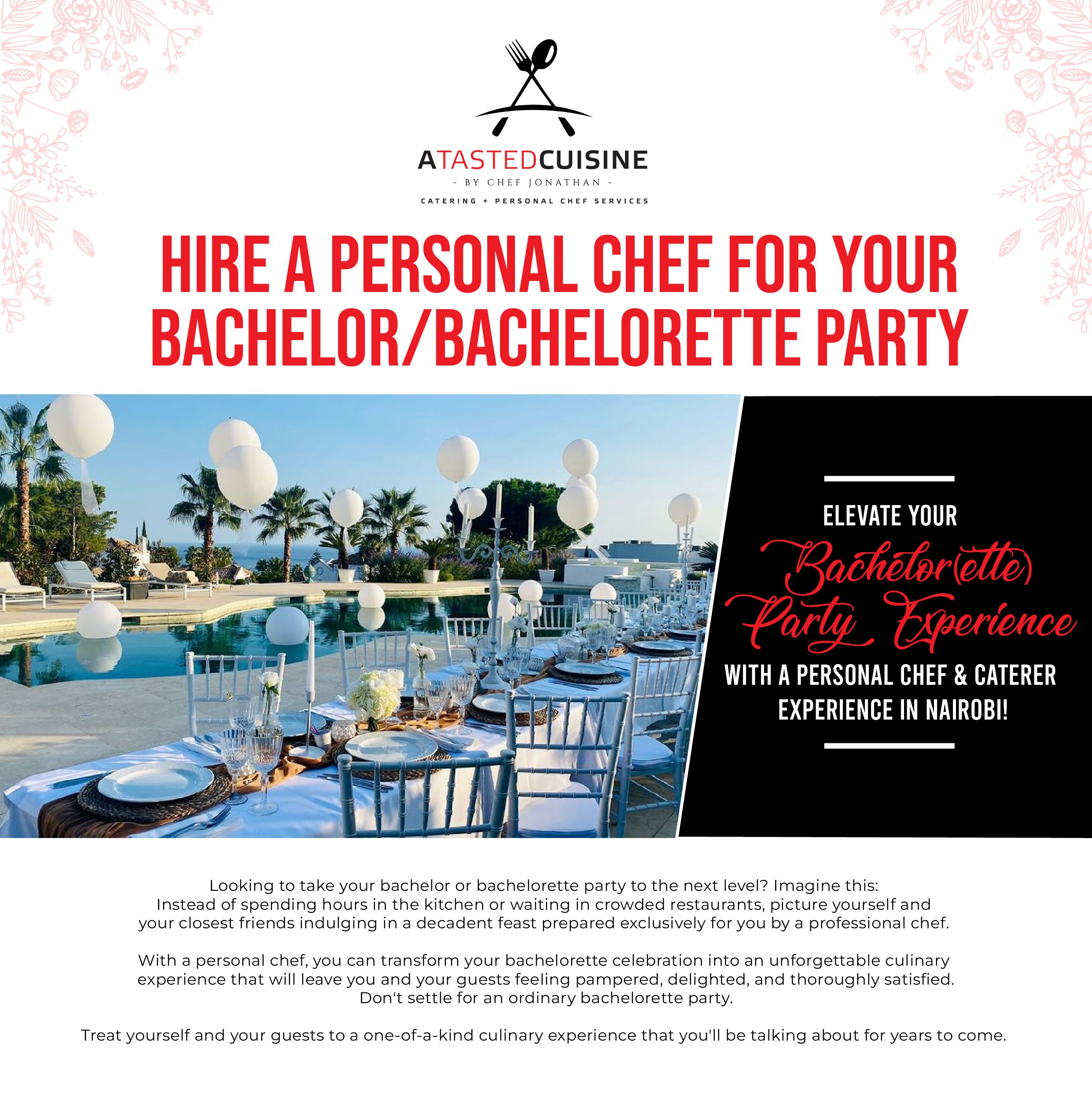 Hire A Personal Chef for your Bachelor/Bachelorette Party