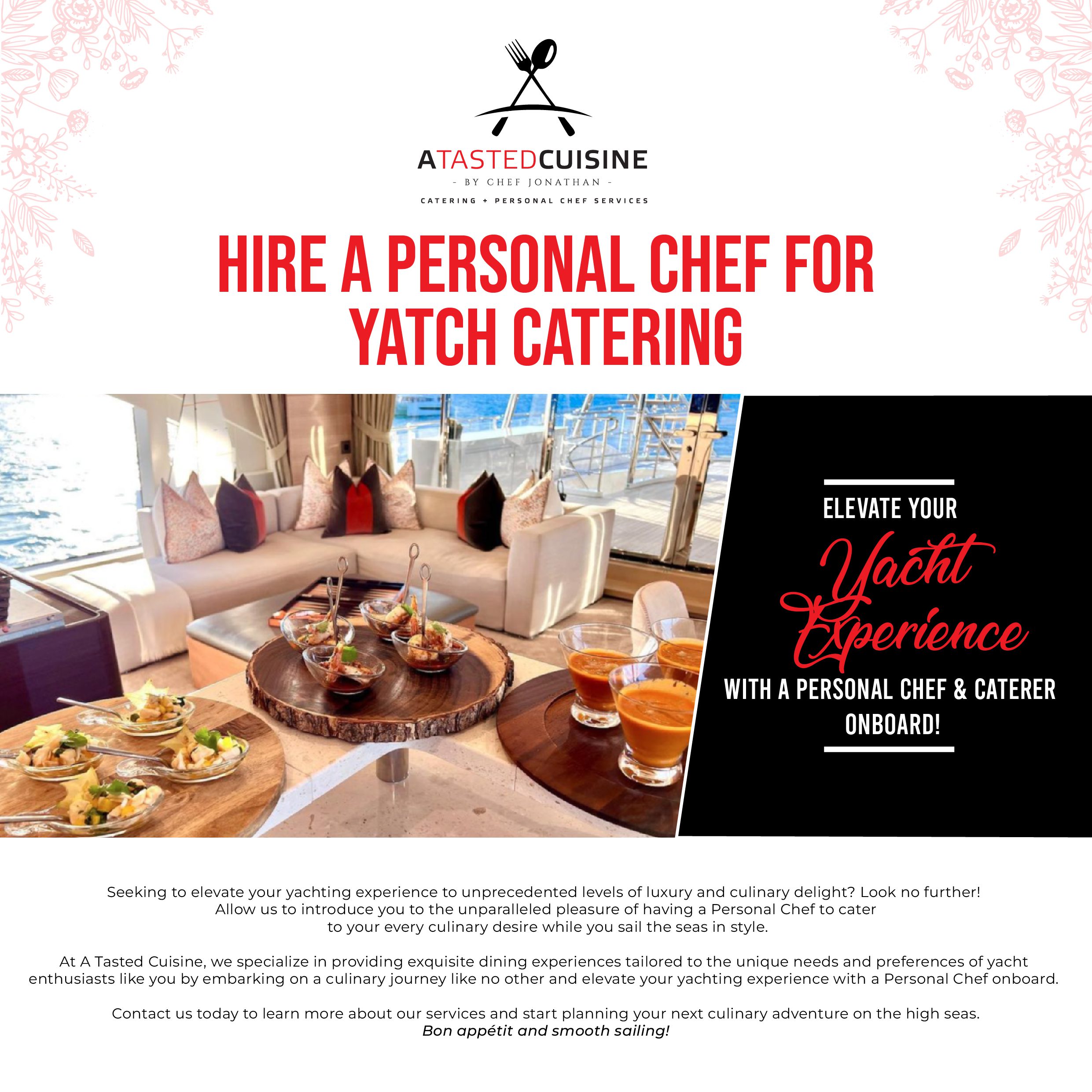 Hire A Personal Chef for Yatch Catering