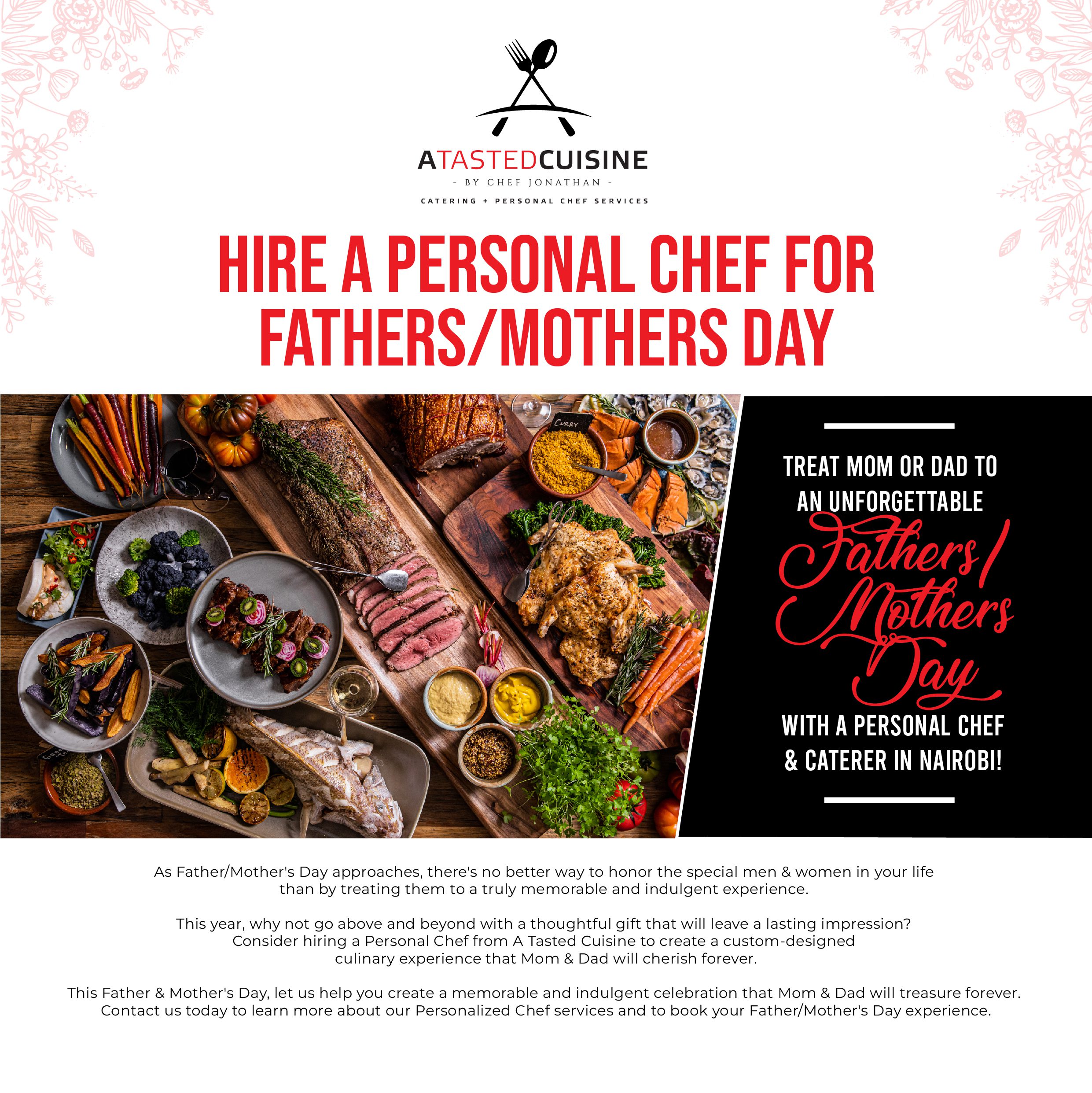 Hire A Personal Chef for Fathers/Mothers Day