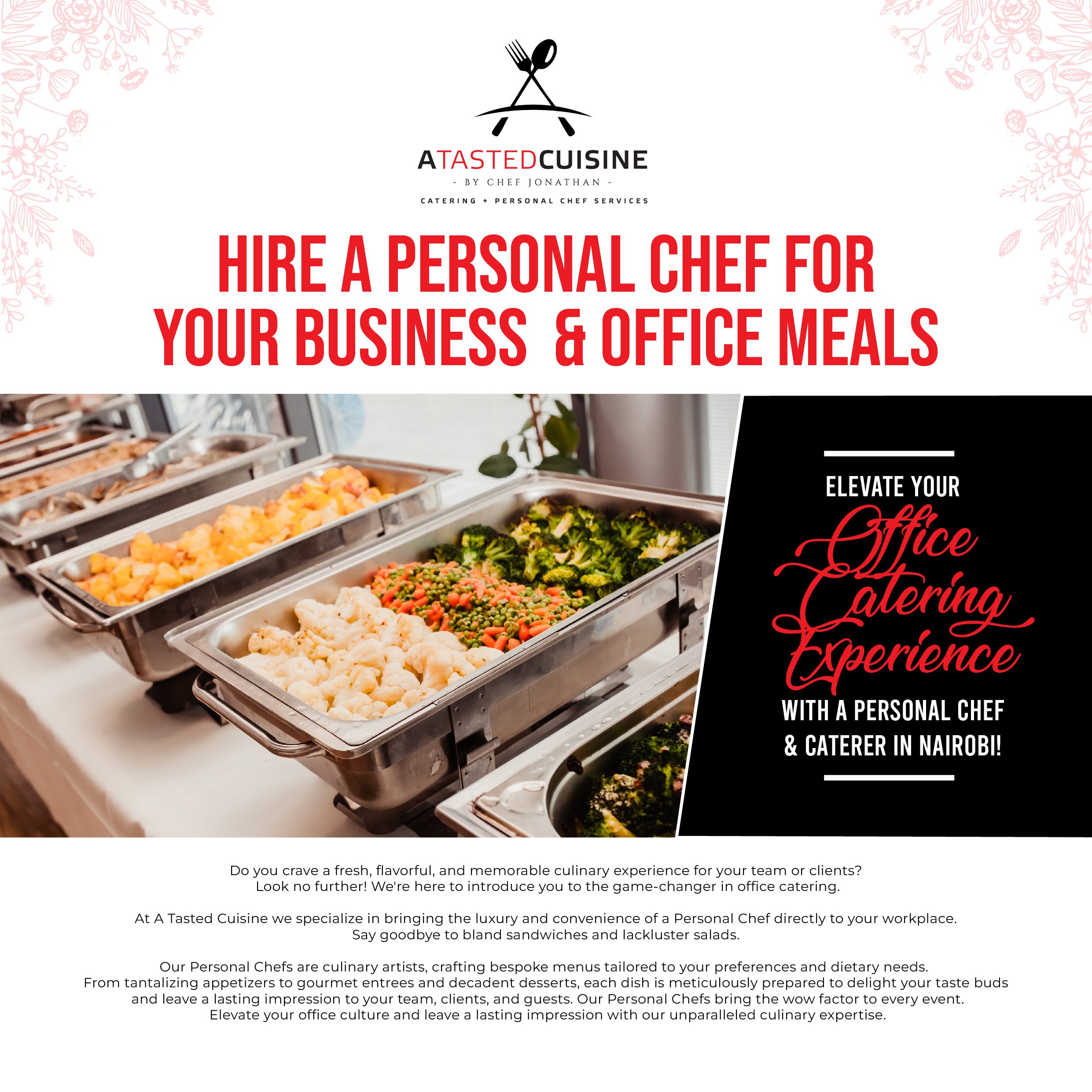 Hire A Personal Chef for Your Business & Office Meals