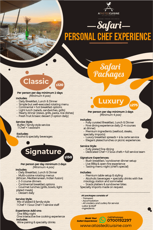 Kenyan Safari Personal Chef Menu